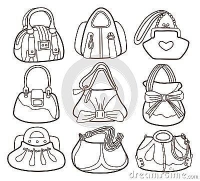 Collection of fashionable womens handbags Vector Illustration