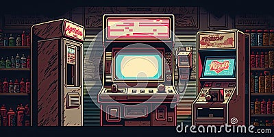 Vintage game console pixel art collection Stock Photo