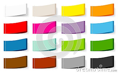 Set Of Fifteen Textile Label Color Stitching Mix Vector Illustration