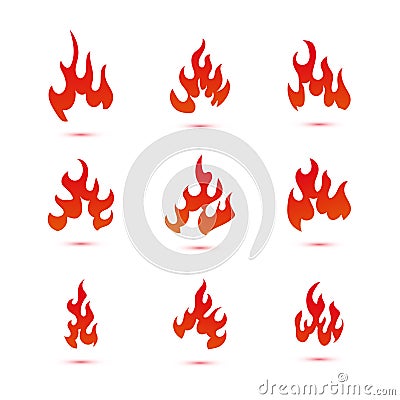 Collection of fire and flames logo graphic Vector Illustration