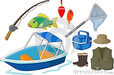 Collection of fishing equipment Vector Illustration