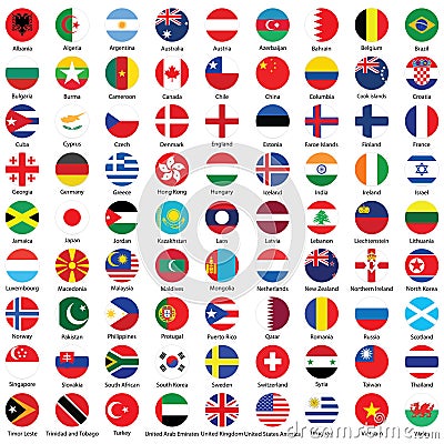 Collection of flag button icons design Vector Illustration