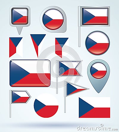 Collection Flag of czech republic, vector illustration Vector Illustration