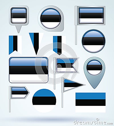 Collection Flag of Estonia, vector illustration Vector Illustration