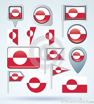 Collection Flag of Greenland, vector illustration Vector Illustration