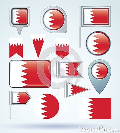 Collection Flag set of Bahrain, vector illustration Vector Illustration