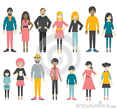 Collection of flat people figures. Vector Illustration