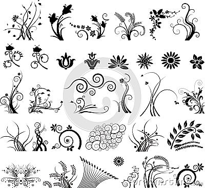 Collection of floral designs Vector Illustration