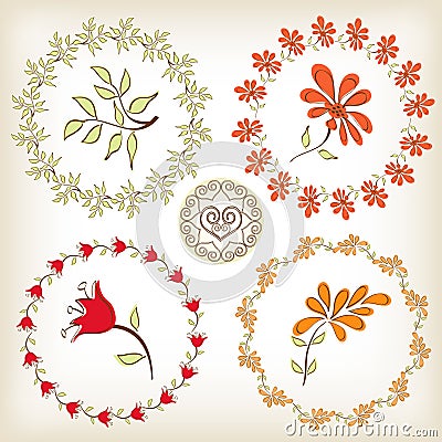 Collection floral frames. Vector Illustration