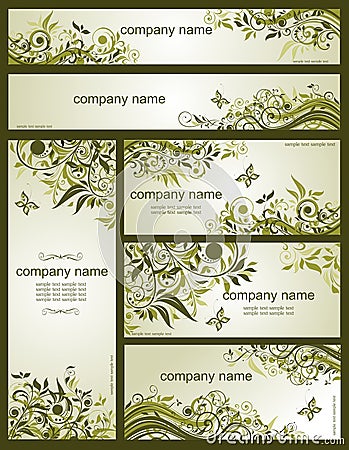 Collection of floral retro olive templates Vector Illustration