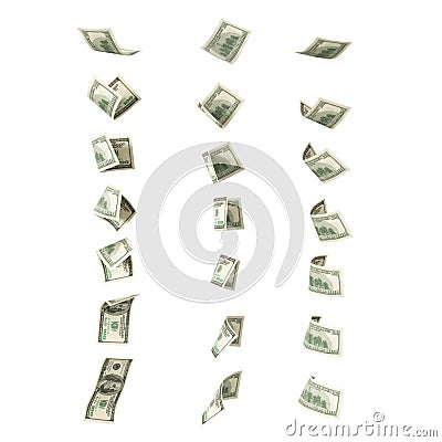 Collection of flying 100 dollars banknotes Stock Photo