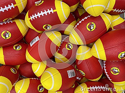 Collection Of Footballs At Buc-ee's Along America's Interstates Editorial Stock Photo