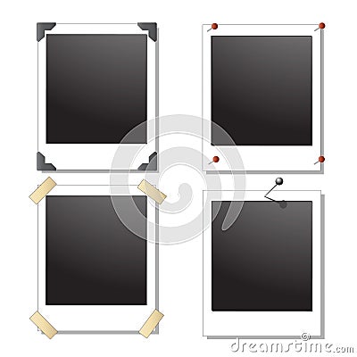 Collection of four blank Polaroid images with diff Vector Illustration