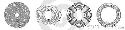 Collection of four concentric segments of circles. Lines following a circle path Vector Illustration