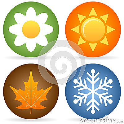 Four Seasons Icons Vector Illustration