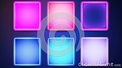 Collection of four square buttons in different colors. Can be used for web design or as icons. Stock Photo