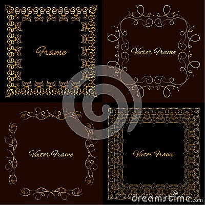 Collection of four stylish elegant frame Vector Illustration