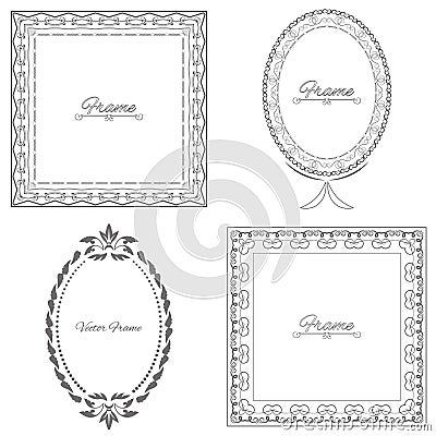 Collection of four stylish elegant frame Vector Illustration