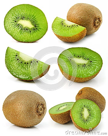 Collection of fresh kiwi fruits isolated Stock Photo
