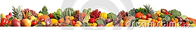 Collection of fresh organic vegetables and fruits on white background. Banner design Stock Photo