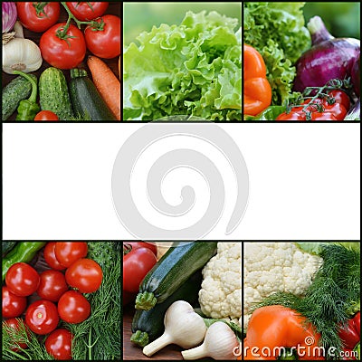 Collection fresh vegetables.Collage of vegetables. Juicy ripe vegetables . Healthy fresh food. Vegetarianism and veganism. Food Stock Photo