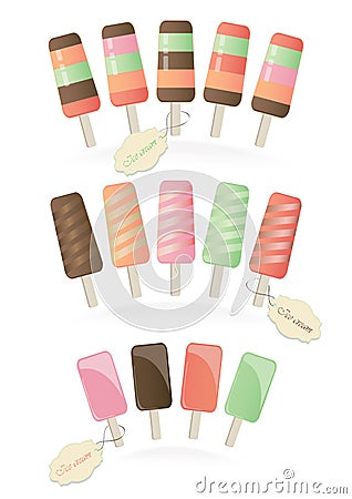 Collection of frozen ice cream lollies Vector Illustration