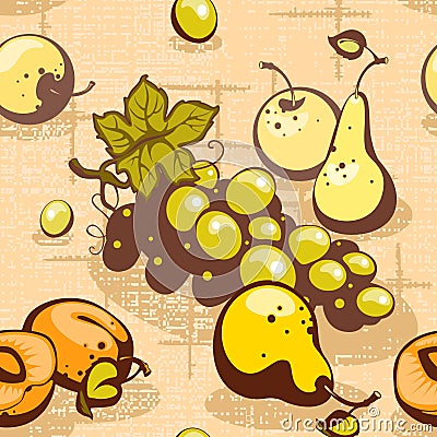 Collection fruit on a braided background Vector Illustration