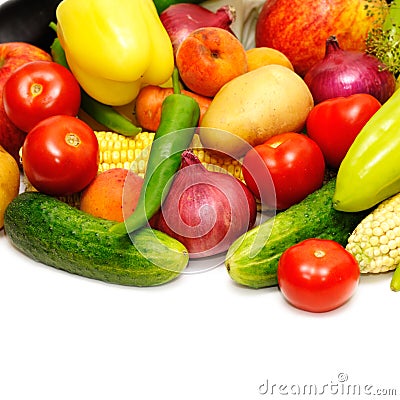 Collection fruits and vegetables Stock Photo