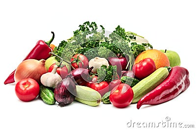 Collection fruits and vegetables Stock Photo