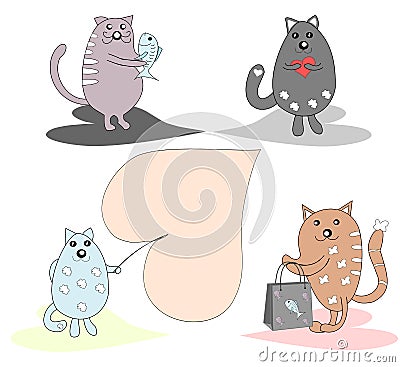 Collection of fun, funny, lovers of cats, there is a place Stock Photo