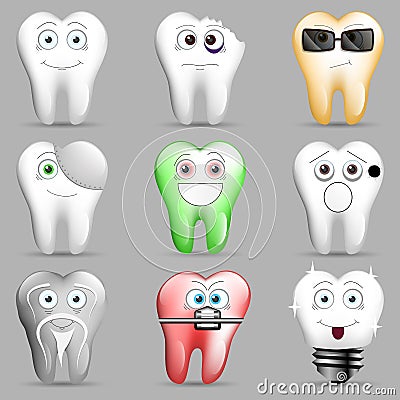 A collection of funny toothy smileys. Vector Illustration
