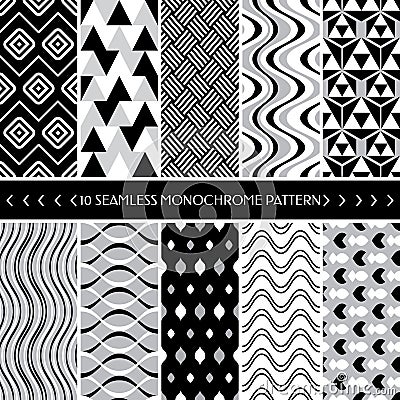 Collection of 10 geometric seamless pattern background Vector Illustration