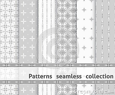 Collection geometric seamless patterns. Vector Illustration