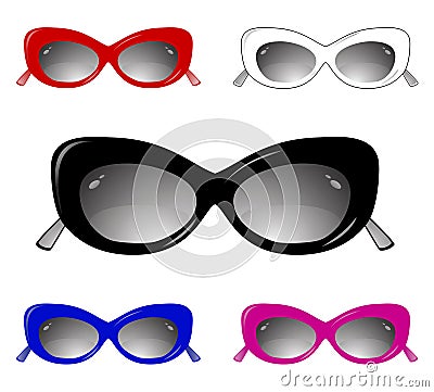 Collection of glamour sun glasses Vector Illustration