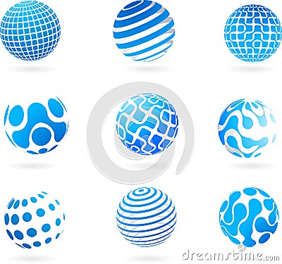 Collection of globe icons - technology theme Vector Illustration