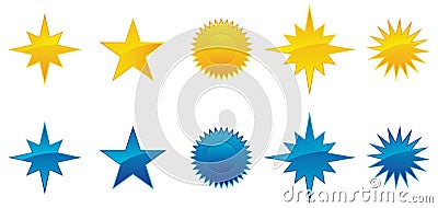 Collection of glossy stars. Vector Illustration