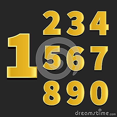 Collection of gold numbers. Shining design elements metallic elegant set vector illustration Vector Illustration
