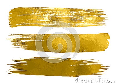 Collection of gold paint, brush strokes â€“ vector Vector Illustration