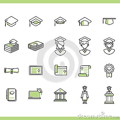 collection of graduation icons. Vector illustration decorative design Vector Illustration