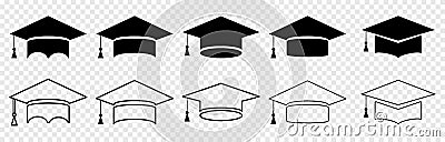 Collection of graduation student cap Vector Illustration