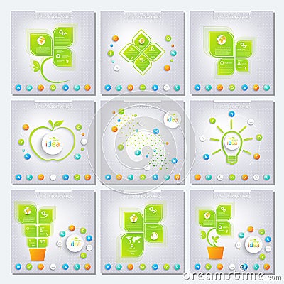 Collection green infographic . Can be used for Vector Illustration