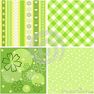 Collection green seamless. Vector Illustration