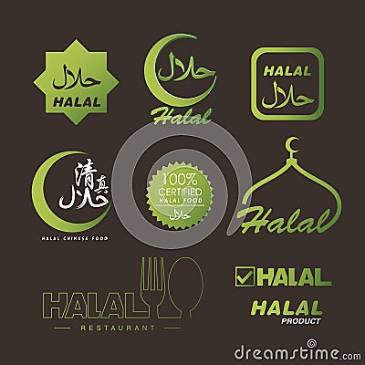 Collection of halal logo or symbol Vector Illustration