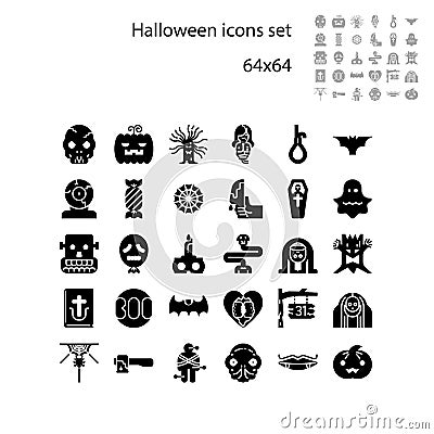 Collection of halloween silhouettes icon. Ghost or Monster. Demon or Satan sign. For celebration, template and decoration Vector Illustration