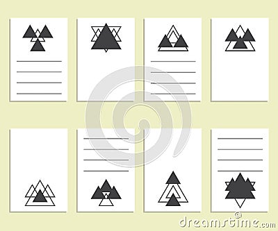 Collection of hand drawn creative journaling cards. Design for p Vector Illustration