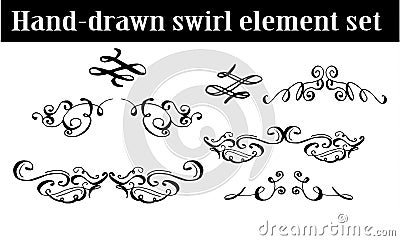 Collection of hand drawn ink curls Vector Illustration