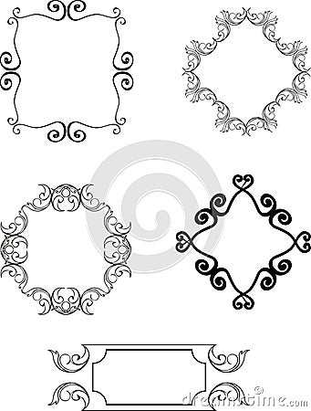 Collection of hand drawn sketches, decorative vintage frames, vi Vector Illustration