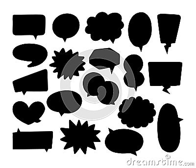 Collection of Hand Drawn Speech Bubbles Silhouette, Speech Bubbles Comic and Thinking Balloon, Vector Illustration Vector Illustration