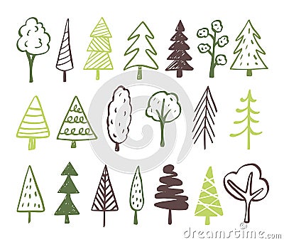 Trees Doodles - Hand Drawn Sketches Vector Illustration