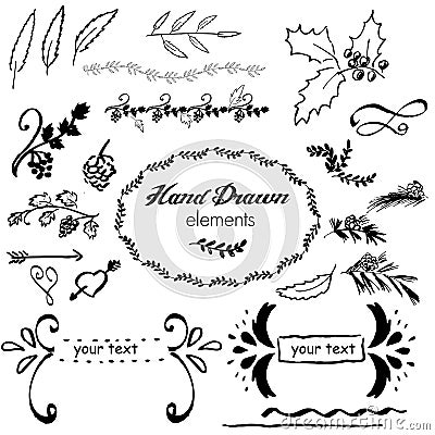 Collection hand-sketched vector element Vector Illustration